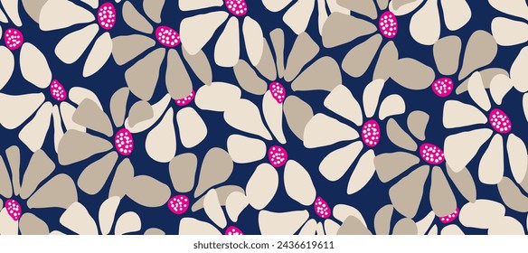 Simple minimalistic summer tropical floral seamless pattern