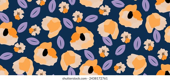 Simple minimalistic summer tropical floral seamless pattern