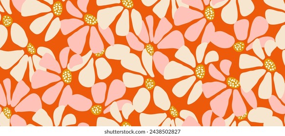 Simple minimalistic summer tropical floral seamless pattern