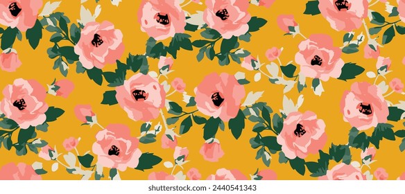 Simple minimalistic summer tropical floral seamless pattern