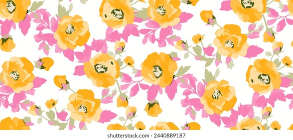 Simple minimalistic summer tropical floral seamless pattern