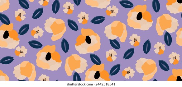 Simple minimalistic summer tropical floral seamless pattern