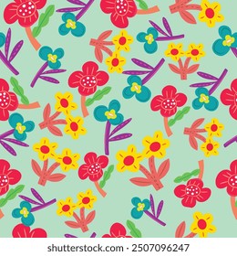 Simple minimalistic summer tropical floral seamless pattern