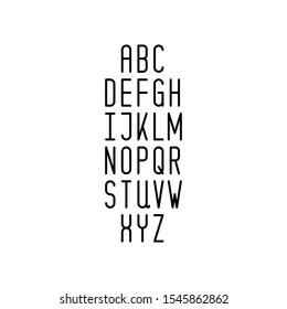 Simple minimalistic thin line font with uppercase letters. Linear typeface. Vector illustration.