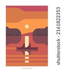 Simple minimalistic travel vector poster . National parks of the USA and landmarks. Road trip. Wisconsin.