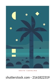 Simple minimalistic travel vector poster . National parks of the USA and landmarks. Road trip. South Carolina.