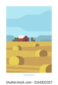 Simple minimalistic travel vector poster . National parks of the USA and landmarks. Road trip. Nebraska.