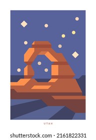 Simple minimalistic travel vector poster . National parks of the USA and landmarks. Road trip. Utah.