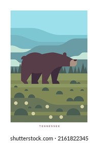 Simple minimalistic travel vector poster . National parks of the USA and landmarks. Road trip. Tennessee.
