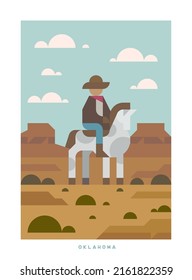 Simple minimalistic travel vector poster . National parks of the USA and landmarks. Road trip. Oklahoma.