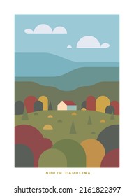 Simple minimalistic travel vector poster . National parks of the USA and landmarks. Road trip. North Carolina.