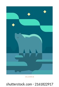 Simple minimalistic travel vector poster . National parks of the USA and landmarks. Road trip. Alaska.