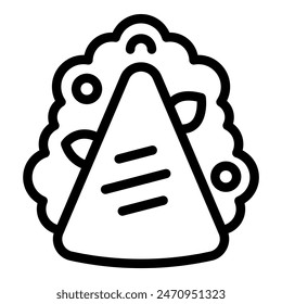 Simple and minimalistic triangle empanada line icon in black and white for argentine cuisine, spanish dishes, and latin american comfort food menu illustration