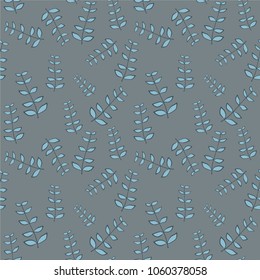 Simple minimalistic twigs with leaves. Calm cool colors. Vector image. Design. Flora. Print print. A tender spring-summer theme. Line drawing. Elements in the scatter.
