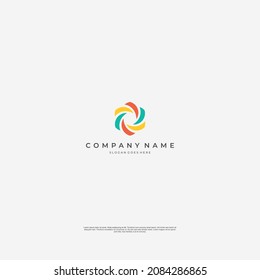 simple and minimalistic vector logo concept colorfull ribbon with circle and star logo shape suit for busniness and education