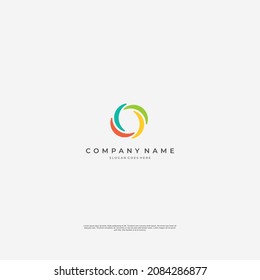 simple and minimalistic vector logo concept colorfull ribbon with circle and star logo shape suit for busniness and education