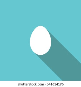 Simple minimalistic white egg with long shadow on turquoise blue background. Flat design. EPS 8 vector illustration, no transparency