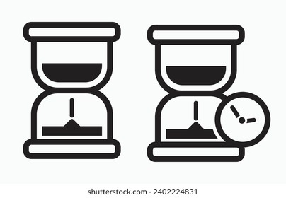 simple minimalsit black and transparant hourglass and watch icon 