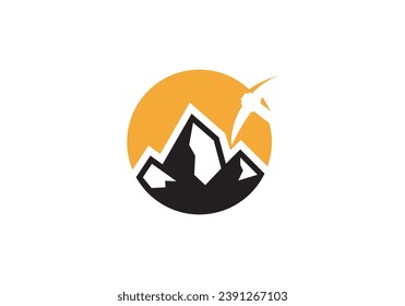 ilustración vectorial del diseño del logotipo de la montaña de minería de datos simple