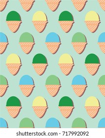 Simple mint ice-cream cone - turquoise color seamless pattern theme