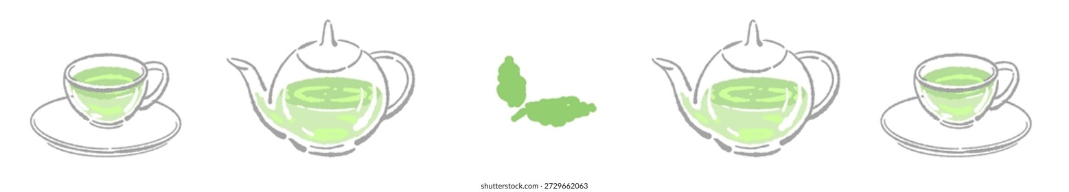 Línea de divisor de olla de té de menta simple