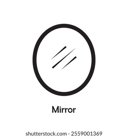 Simple mirror icon vector isolated on white background in silhouette style. Bathroom accessories. Icons for web design, tag, label.