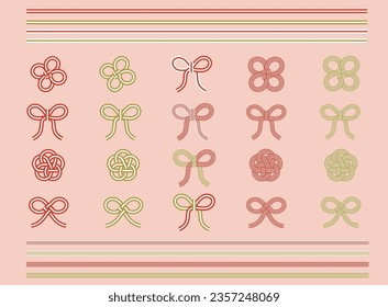 Simple Mizuhiki Vector Illustration Set (paper strings tied around a wrapped gift)
