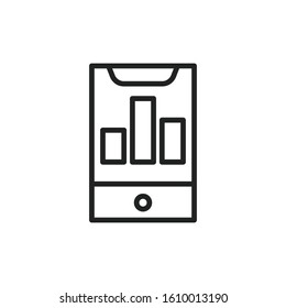 Simple mobile analytics line icon. Stroke pictogram. Vector illustration isolated on a white background. Premium quality symbol. Vector sign for mobile app and web sites.