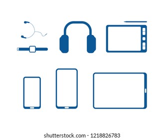 Simple mobile and gadget icon illustration set