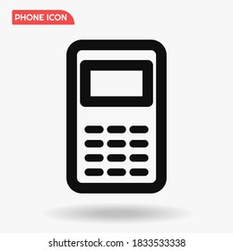 Simple mobile phone with buttons black linear icon template for UI, flat icon design.