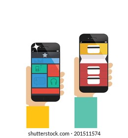 simple mobile phone, buttons, forms, windows and other interface elements.