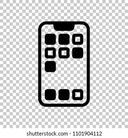 Simple mobile phone icon. Linear symbol, thin outline. On transparent background.