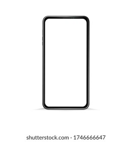 Einfaches Handy- oder Smartphone-Design mit schwarzem Rahmen und weißem, weißem, weißem Bildschirm, isoliert auf weißer Vektor-Illustration