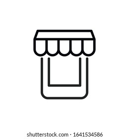 Simple mobile shop line icon. Stroke pictogram. Vector illustration isolated on a white background. Premium quality symbol. Vector sign for mobile app and web sites.