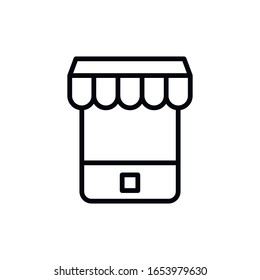 Simple mobile shop line icon. Stroke pictogram. Vector illustration isolated on a white background. Premium quality symbol. Vector sign for mobile app and web sites.