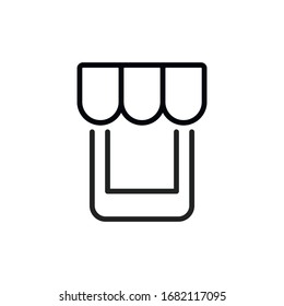 Simple mobile shop line icon. Stroke pictogram. Vector illustration isolated on a white background. Premium quality symbol. Vector sign for mobile app and web sites.