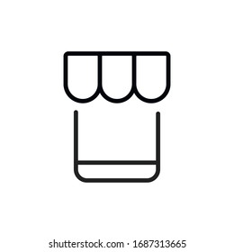 Simple mobile shop line icon. Stroke pictogram. Vector illustration isolated on a white background. Premium quality symbol. Vector sign for mobile app and web sites.