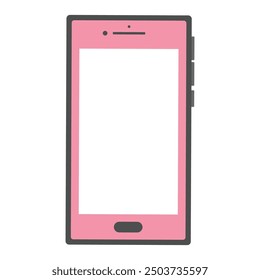 simple model of a pink smartphone in flat style