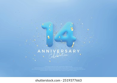 Simple and modern 14th anniversary, birthday celebration vector background. Premium vector for poster, banner, celebration greeting.