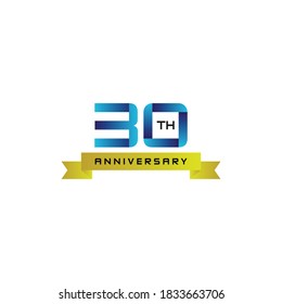 simple modern 30 anniversary logo vector blue gold color