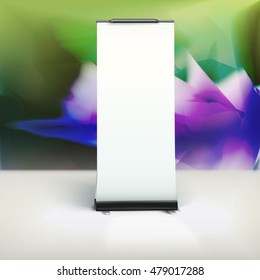 Simple and Modern 3D Billboard Roll Composition on a Colorful Abstract Background.  Adjustable EPS10 Vector File  For Your Advertisement or Info Graphics