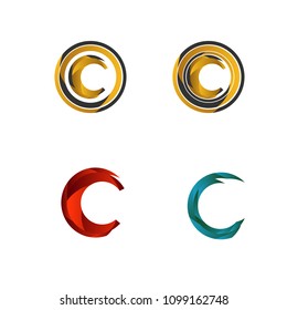 Simple modern 3d letter C logotype icon sign symbol.elegant design style illustration.isolated background.vector