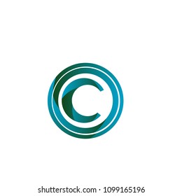 Simple modern 3d letter C logotype icon sign symbol.elegant design style illustration.isolated background.vector