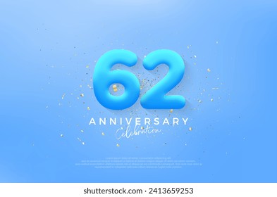 Simple and modern 62nd anniversary, birthday celebration vector background. Premium vector for poster, banner, celebration greeting.