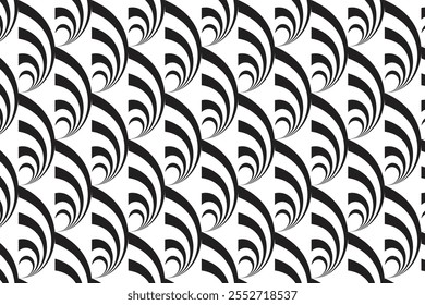 simple modern abstract black color creative line pattern a seamless pattern with waves and the moon.