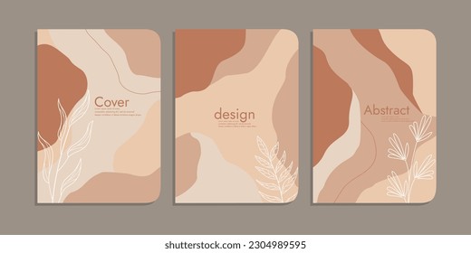 simple modern abstract book cover with tropical leaves. Cute editable vector template for card, flyer, invitation, book cover, catalog, notebook, social media, poster, mobile app, web ad, business car