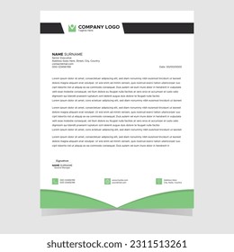 Simple and Modern Abstract Corporate Business Style Letterhead Design Vector Template For Your Project. Letterhead Layout with Parrot Green and Black Colors.