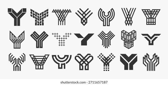 Simple modern abstract letter Y logo set