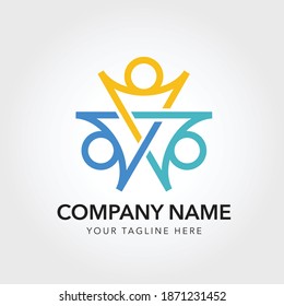 simple and modern abstract logo happy kids