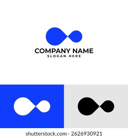 Simple and modern abstract logo resembling a stylized infinity symbol or two connected rounded shapes. The minimalist design in solid blue conveys connection, continuity, or a dynamic relationship.